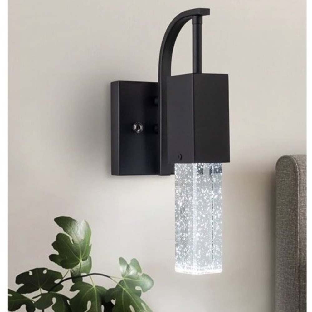 Wall Sconce With Glass Cube Shade Light Open Box Tested Works